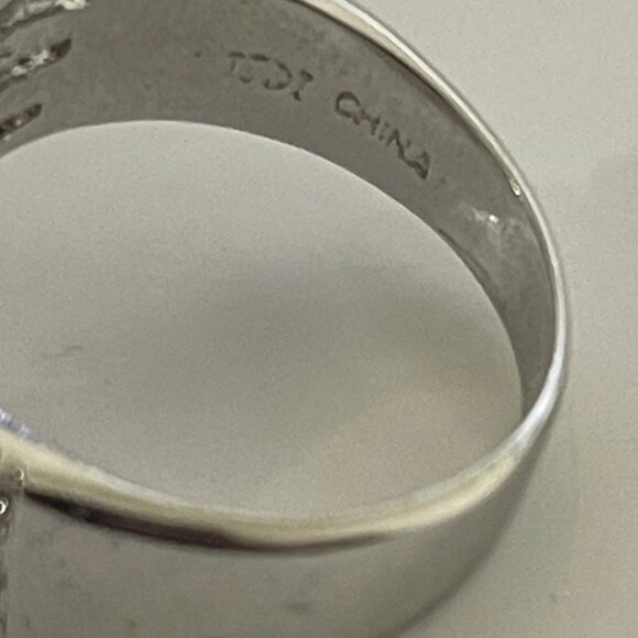 Lovely Signed TICI China Silver Tone & Rhinestones Ring ~ Size 4-4.5 - Picture 3 of 12